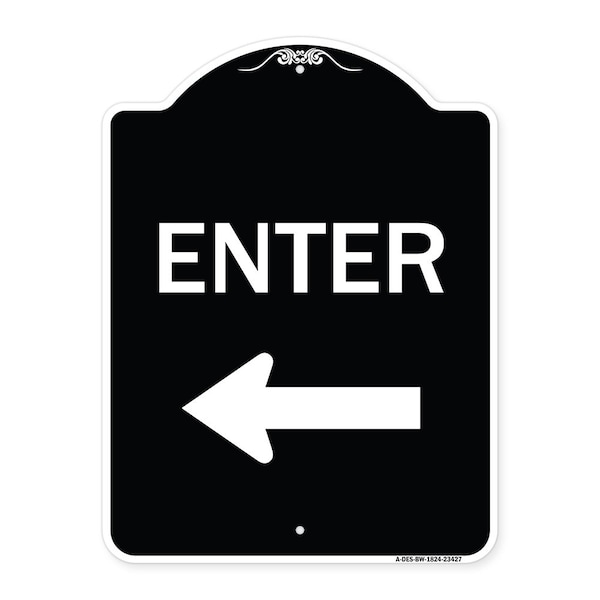 Signmission Parking Lot Enter Left Arrow Heavy-Gauge Aluminum Architectural Sign, 24" x 18", BW-1824-23427 A-DES-BW-1824-23427 - main